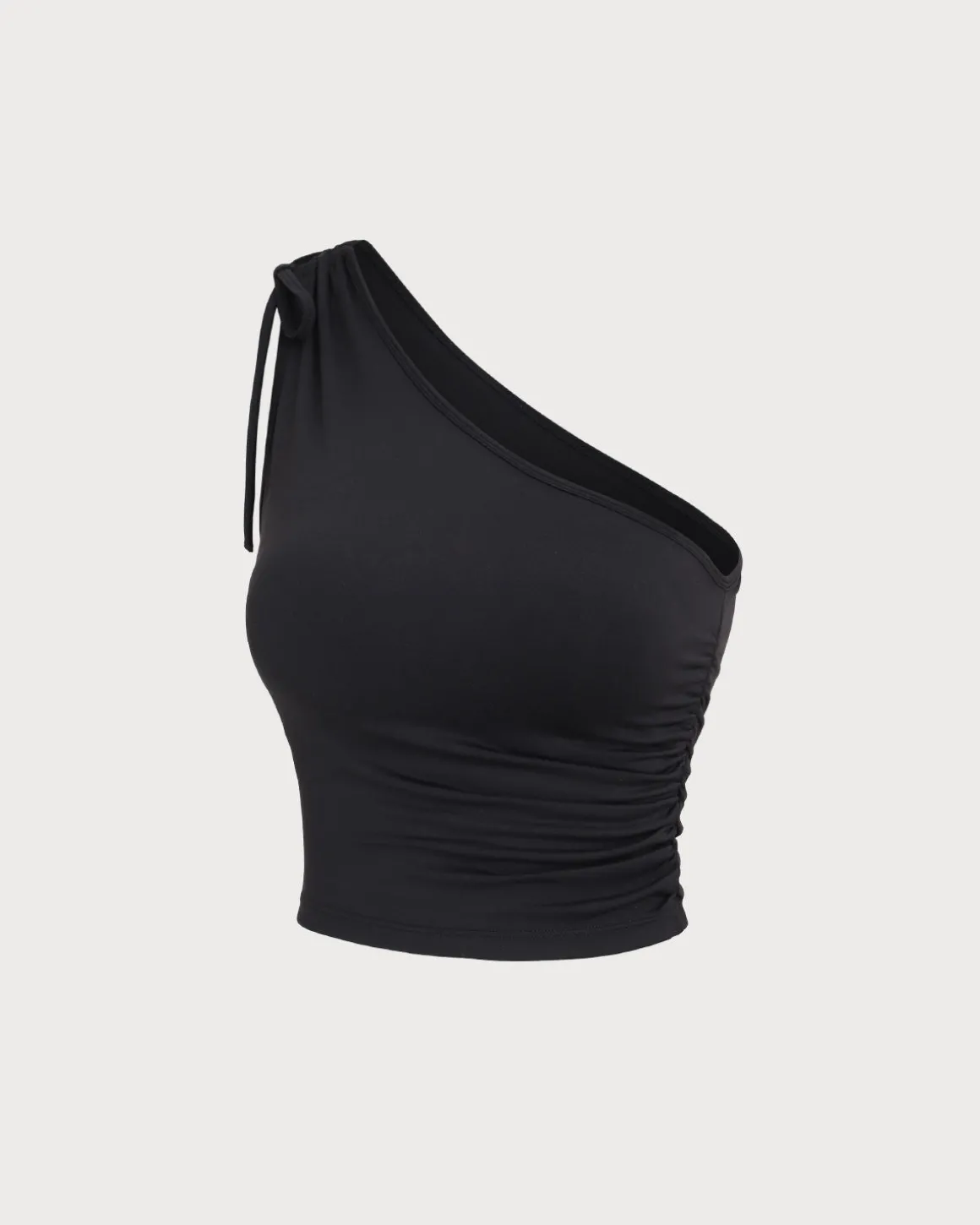 Black One Shoulder Yoga Tank Top