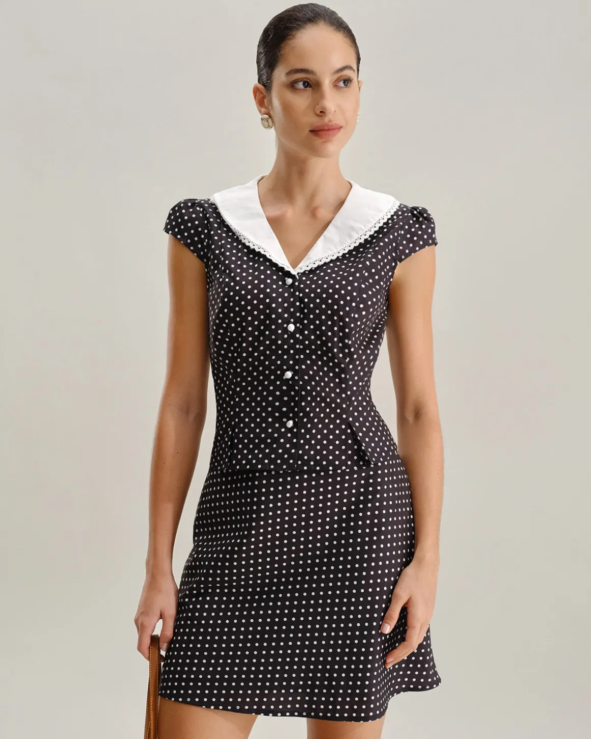 Black Polka Dot A-Line Mini Skirt