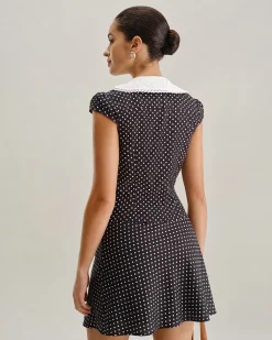 Black Polka Dot Cap Sleeve Shirt