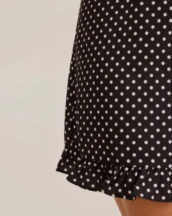 Black Polka Dot V-Neck Mini Dress