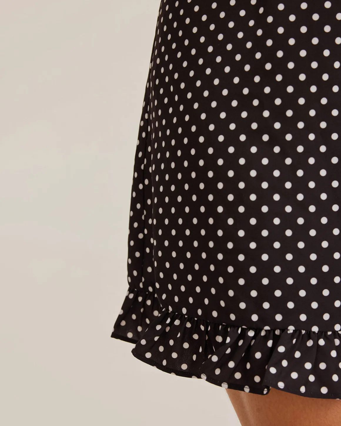 Black Polka Dot V-Neck Mini Dress