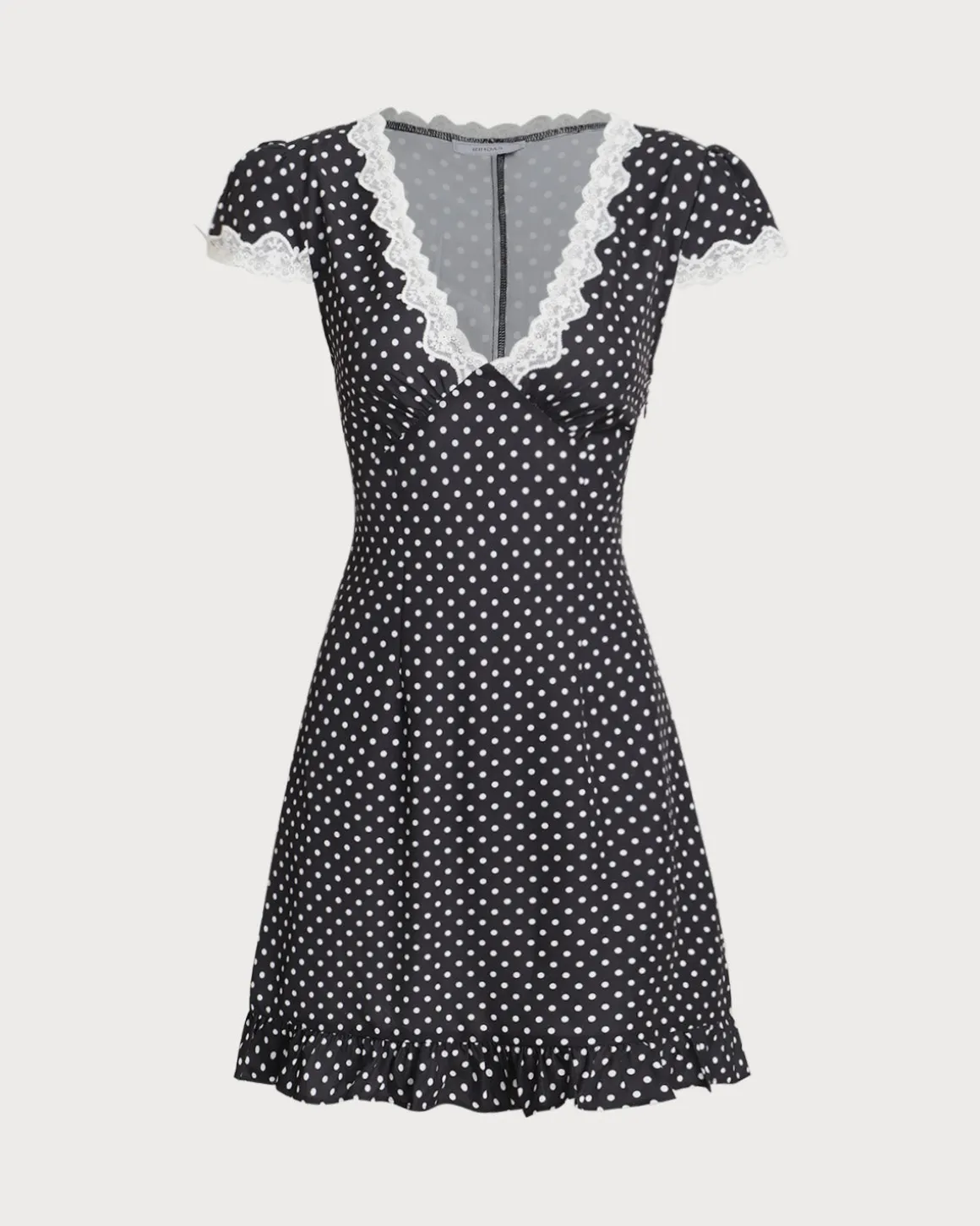 Black Polka Dot V-Neck Mini Dress