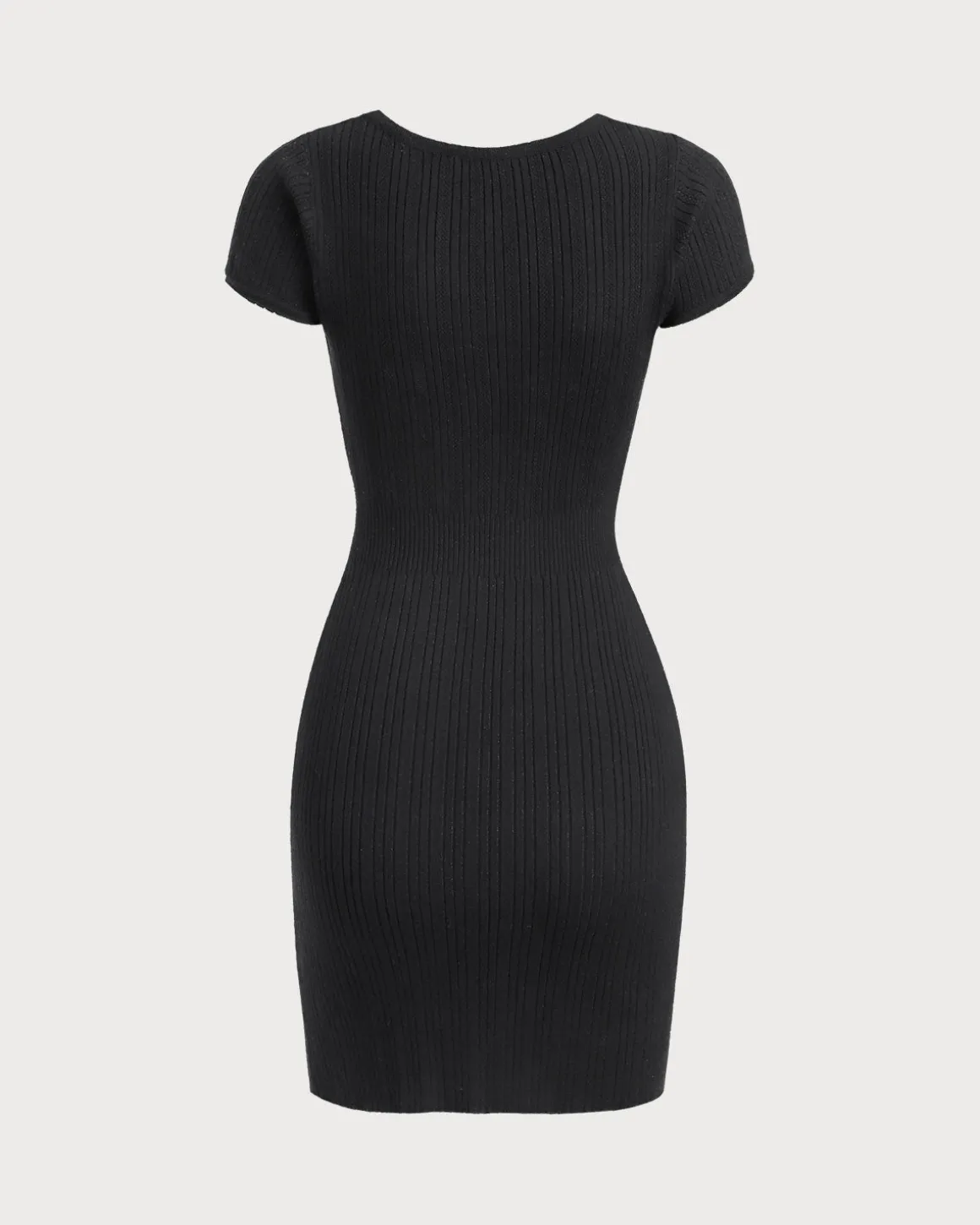 Black Round Neck Ribbed Mini Dress