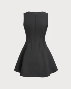 Black Round Neck Sleeveless Mini Dress
