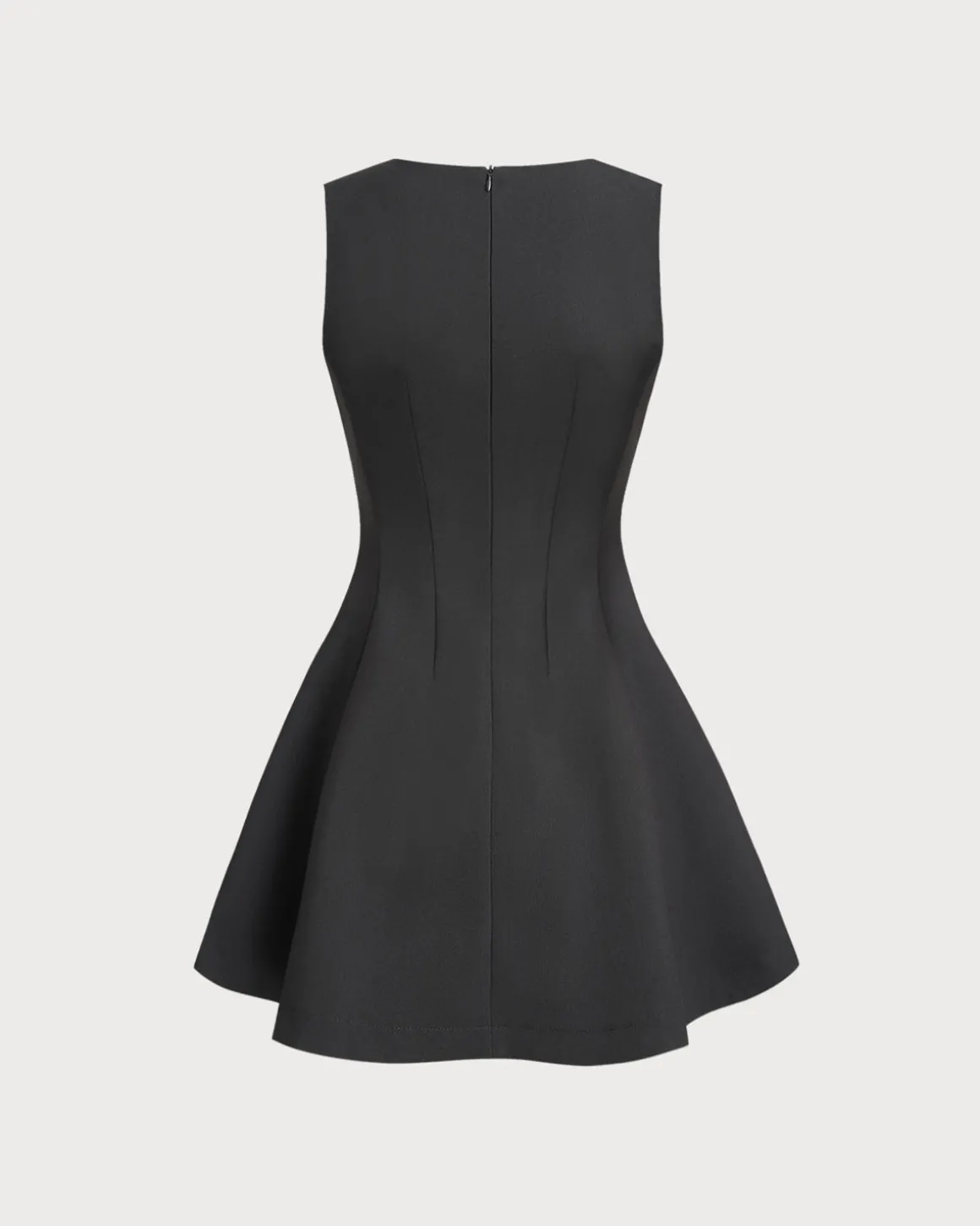 Black Round Neck Sleeveless Mini Dress
