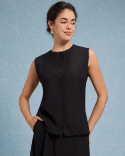 Black Round Neck Tank Skirt Sets