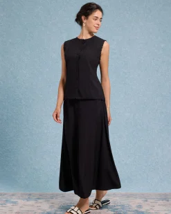 Black Round Neck Tank Skirt Sets