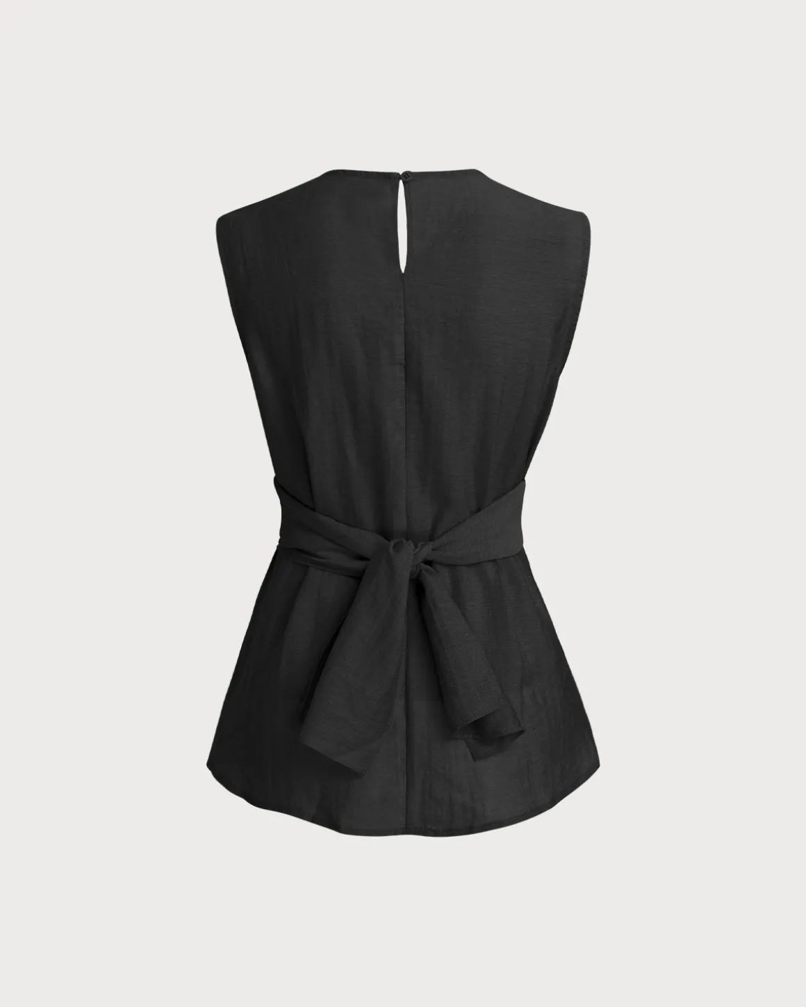 Black Round Neck Wrap Tank Top