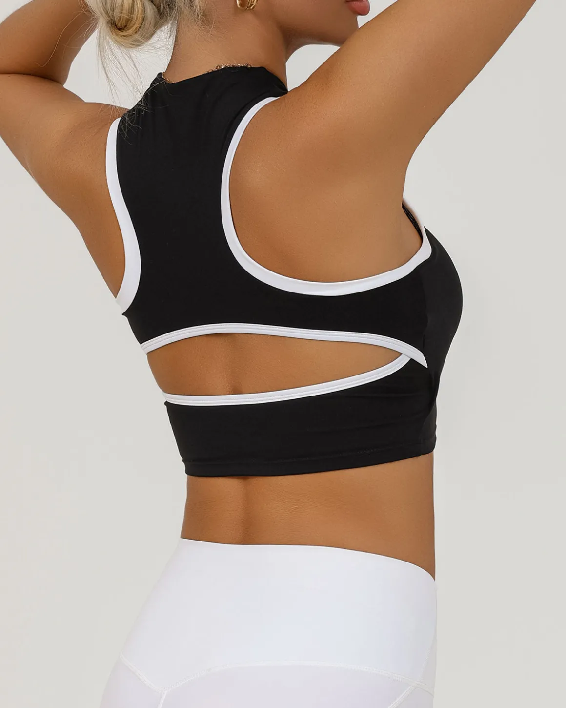 Black Round Neck Zipper Yoga Tank Top - Light Support