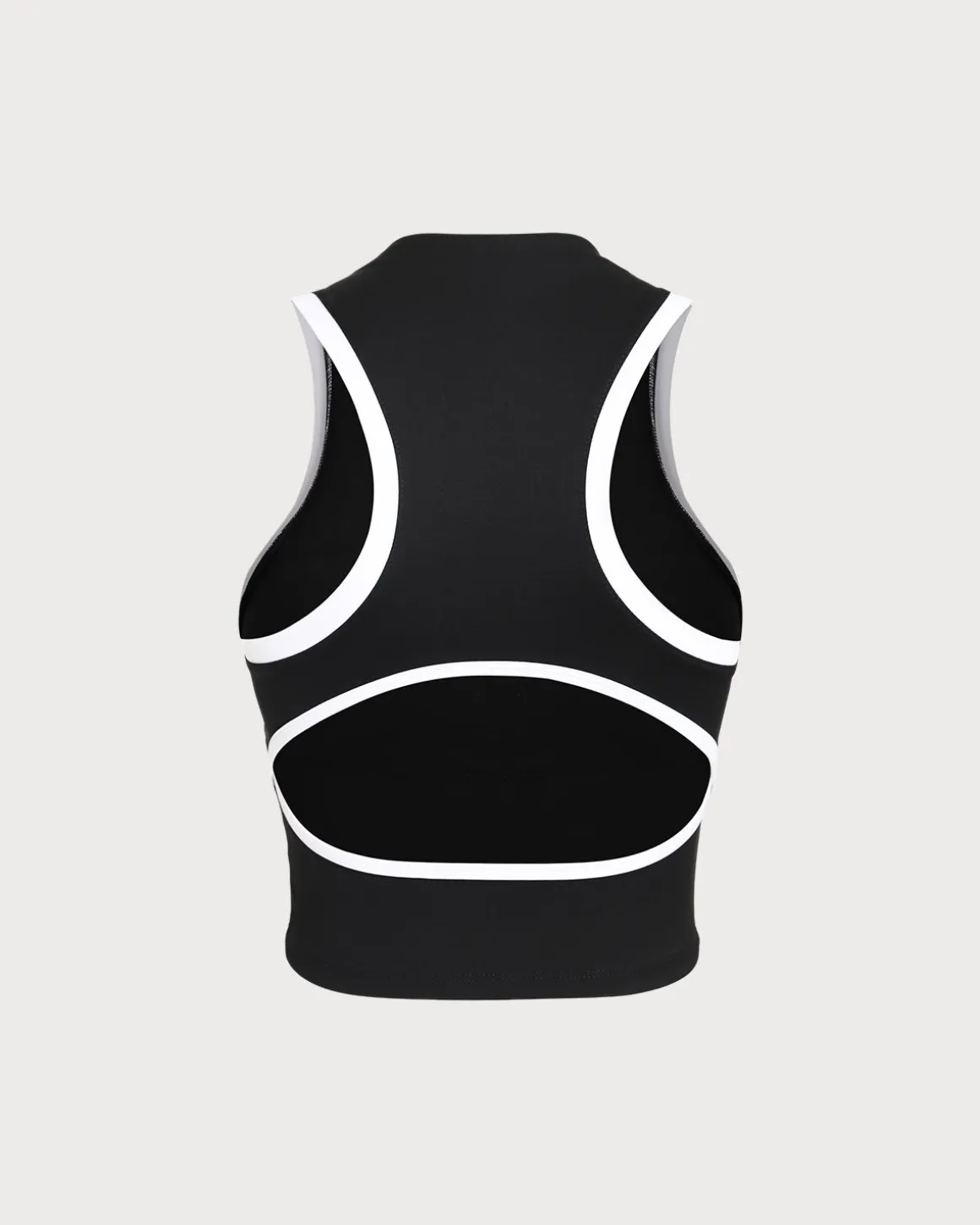 Black Round Neck Zipper Yoga Tank Top - Light Support