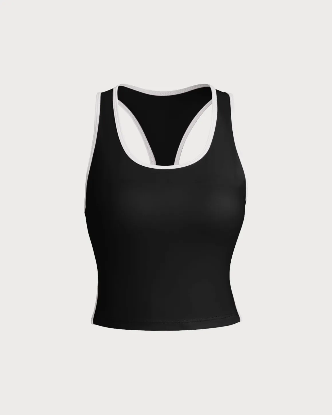 Black Scoop Neck Yoga Tank Top - Light Support
