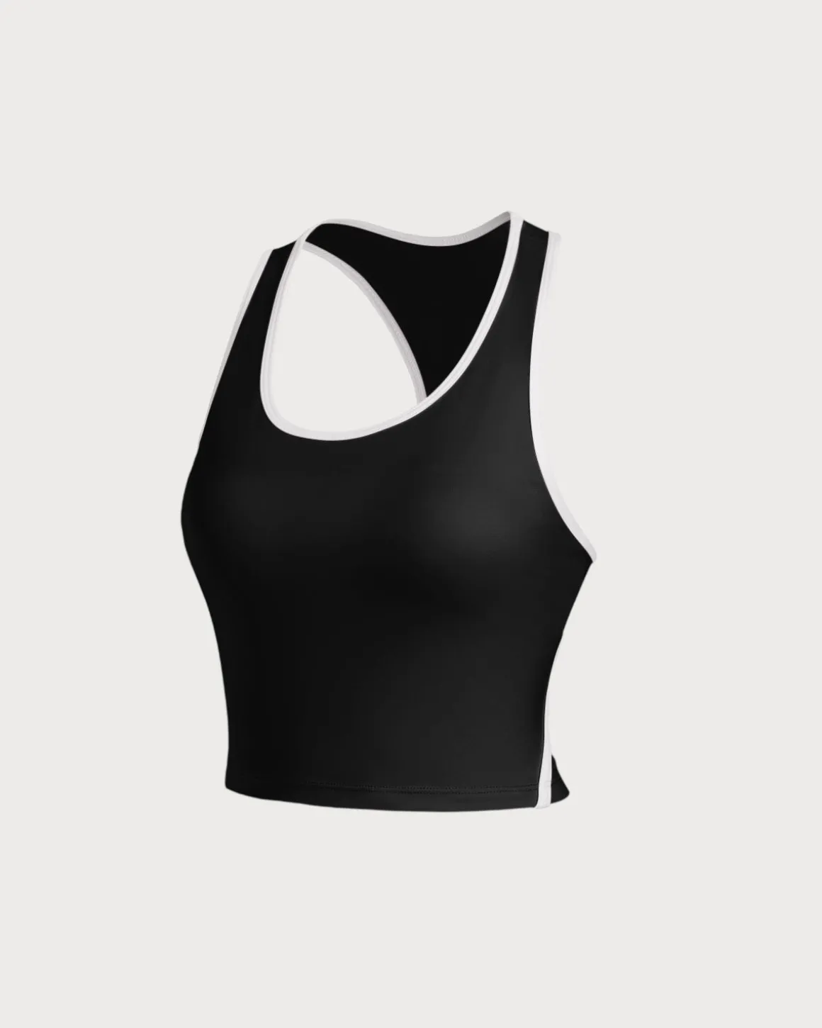 Black Scoop Neck Yoga Tank Top - Light Support