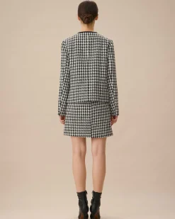 Black Single-Breasted Pocket Tweed Jacket