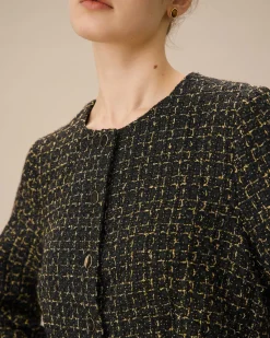 Black Single-Breasted Tweed Jacket