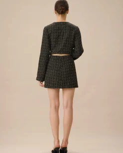 Black Single-Breasted Tweed Jacket