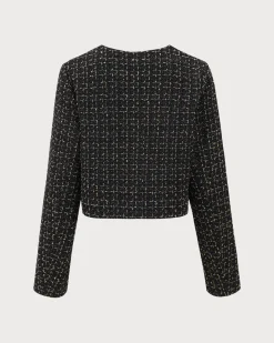 Black Single-Breasted Tweed Jacket