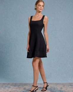 Black Square Neck A-Line Slip Mini Dress