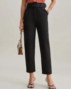 Black Straight Pegged Pants