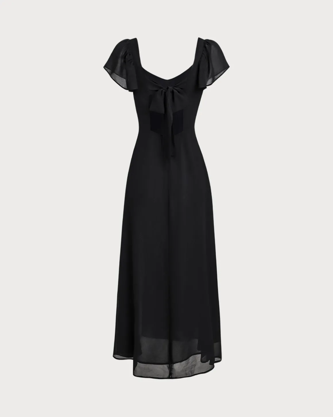 Black Sweetheart Neck Chiffon Maxi Dress