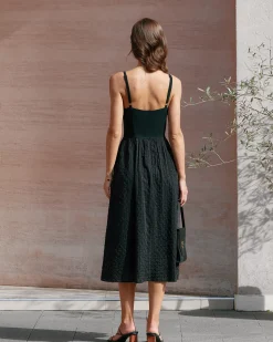 Black Sweetheart Neck Slip Midi Dress