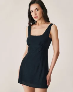 Black Textured Slip Mini Dress