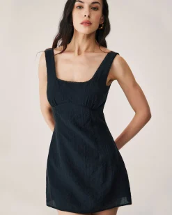 Black Textured Slip Mini Dress