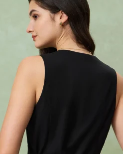 Black V-Neck Single Breasted Vest