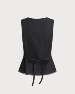 Black V-Neck Single Breasted Vest