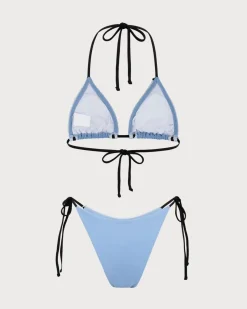 Blue Contrast Lace Bikini Set