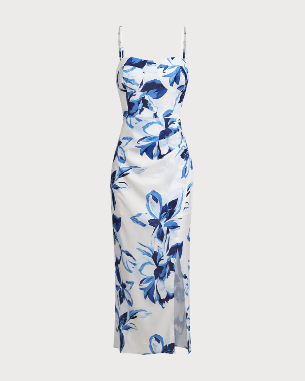 Blue Floral Bohemian Slip Maxi Dress