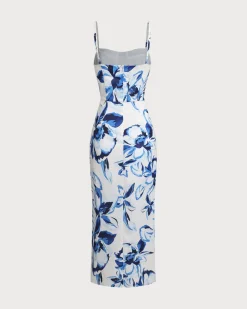 Blue Floral Bohemian Slip Maxi Dress