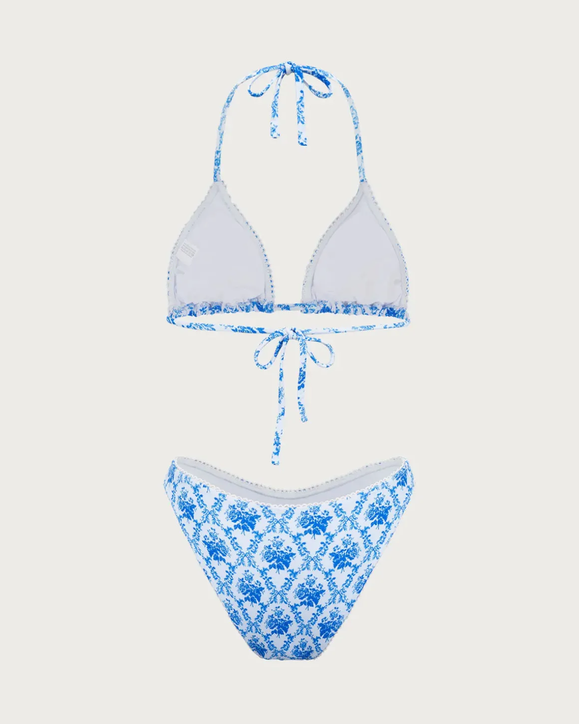 Blue Floral Halter Bikini Set