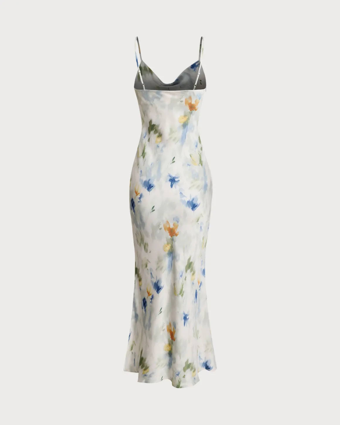Blue Floral Mermaid Slip Midi Dress