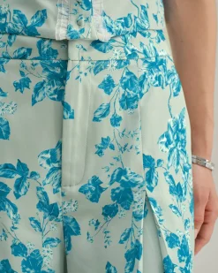Blue Floral Pocket Shorts