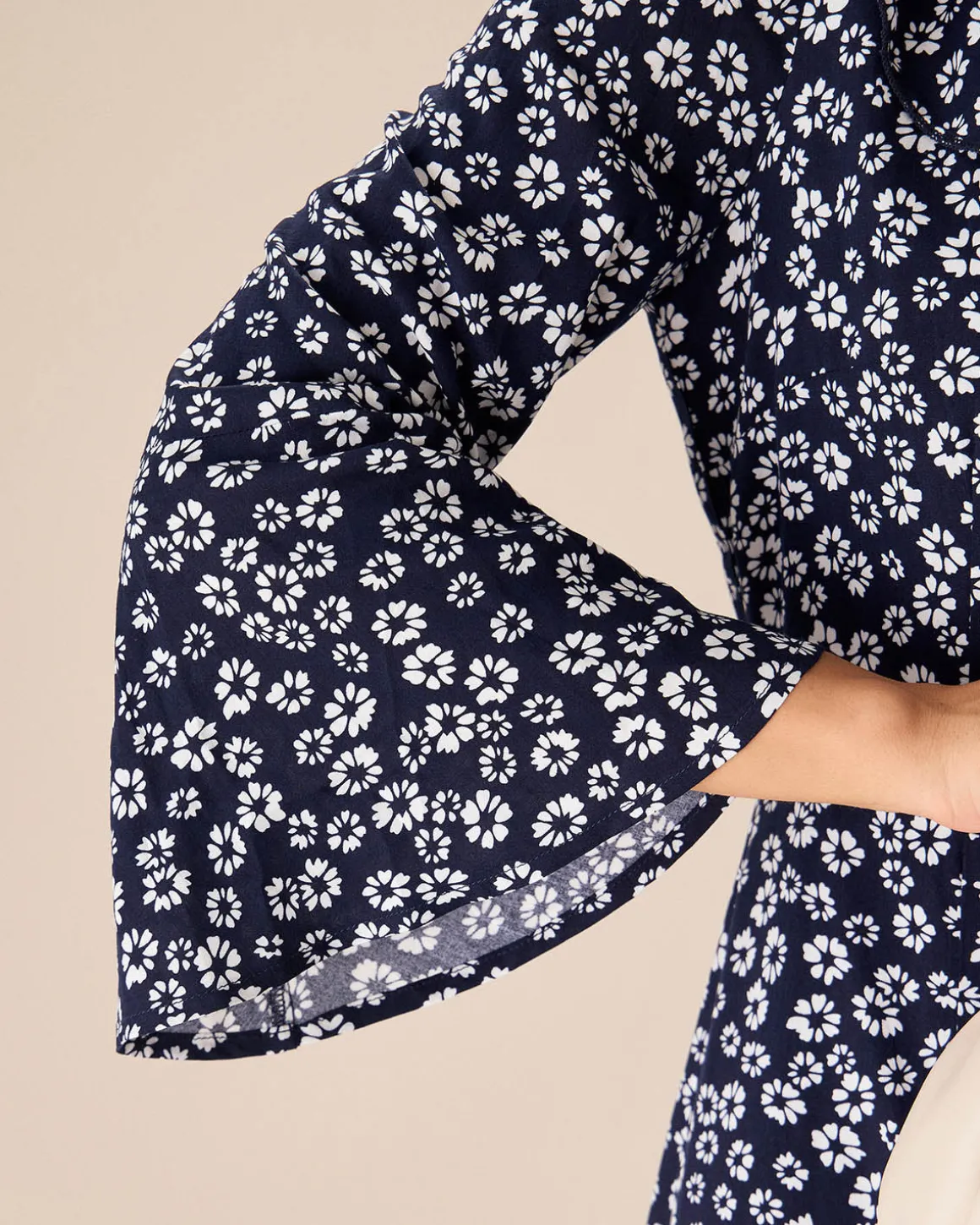 Blue Floral Ruffle Chiffon Maxi Dress