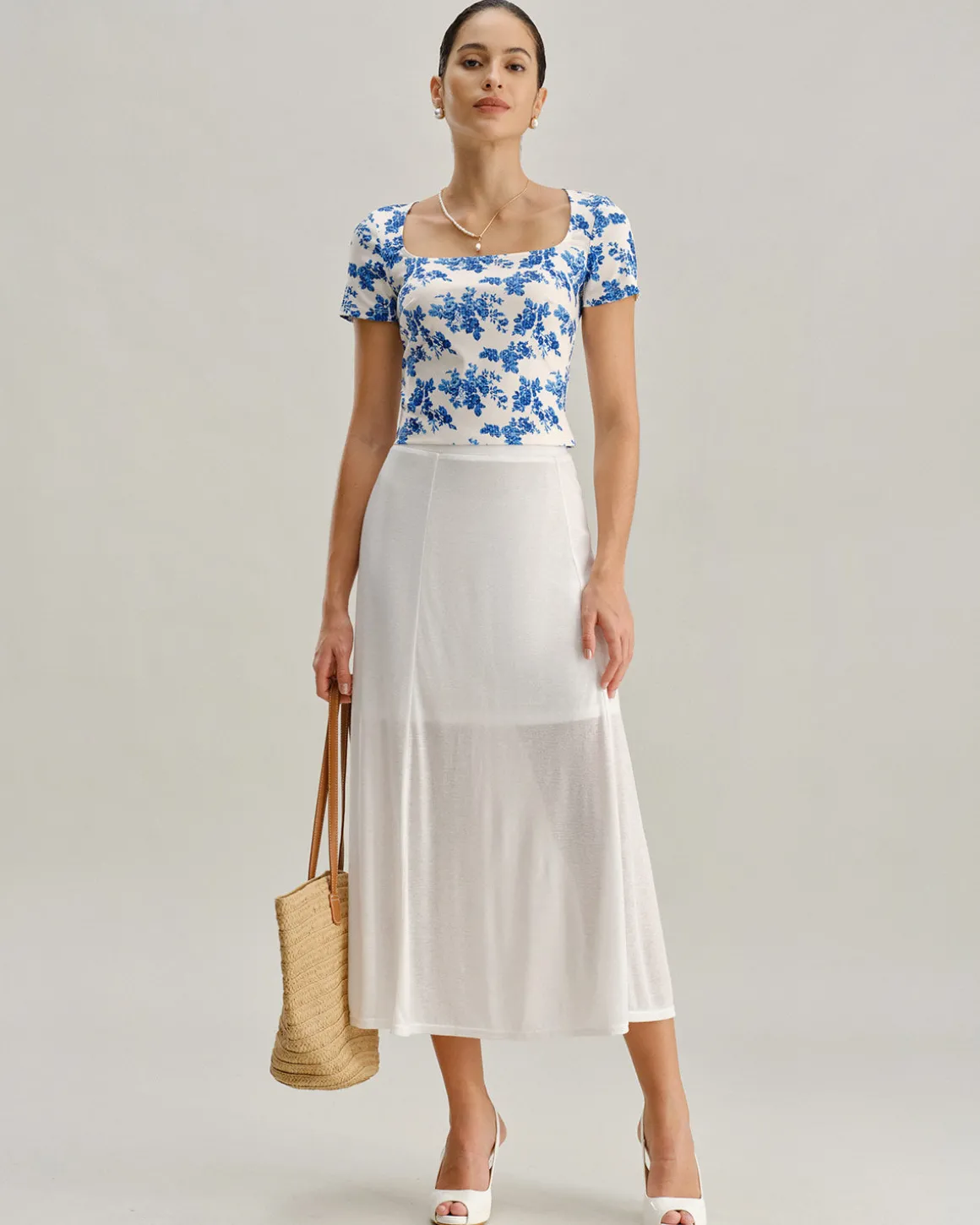 Blue Floral Short Sleeve T-Shirt