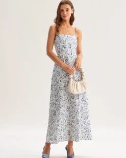 Blue Floral Slip Maxi Dress