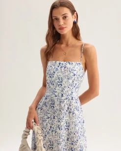 Blue Floral Slip Maxi Dress