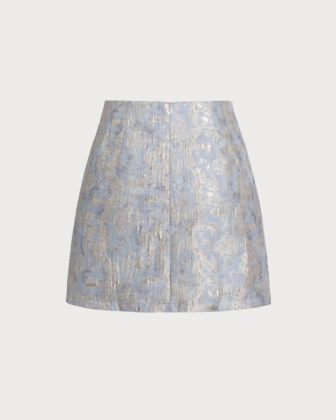 Blue Floral Textured A-Line Mini Skirt