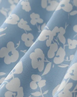 Blue Floral V-Neck Blouse