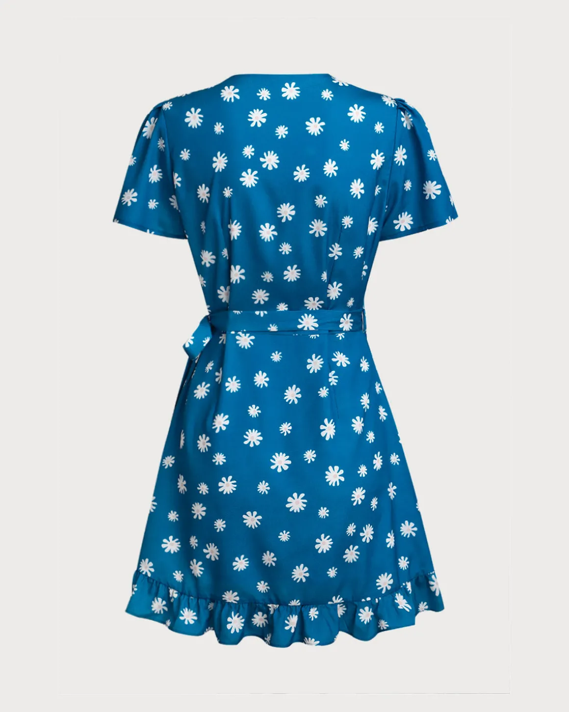 Blue Floral Wrap Mini Dress