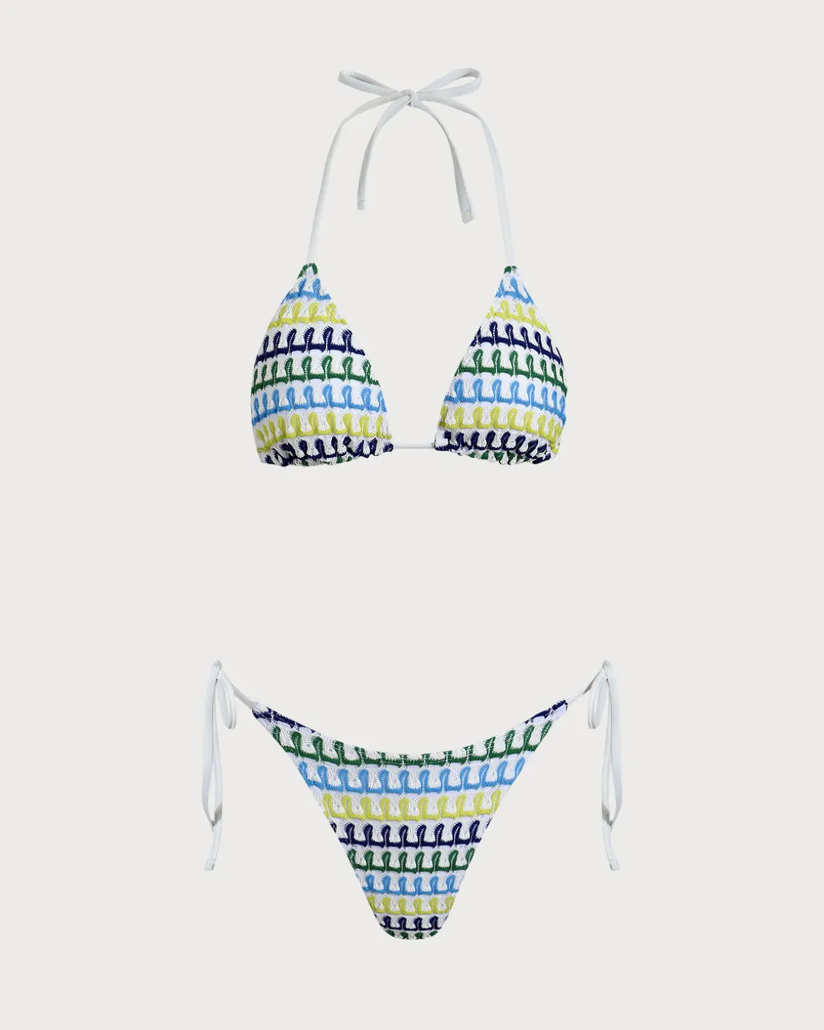 Blue Geometric Crochet Bikini Set