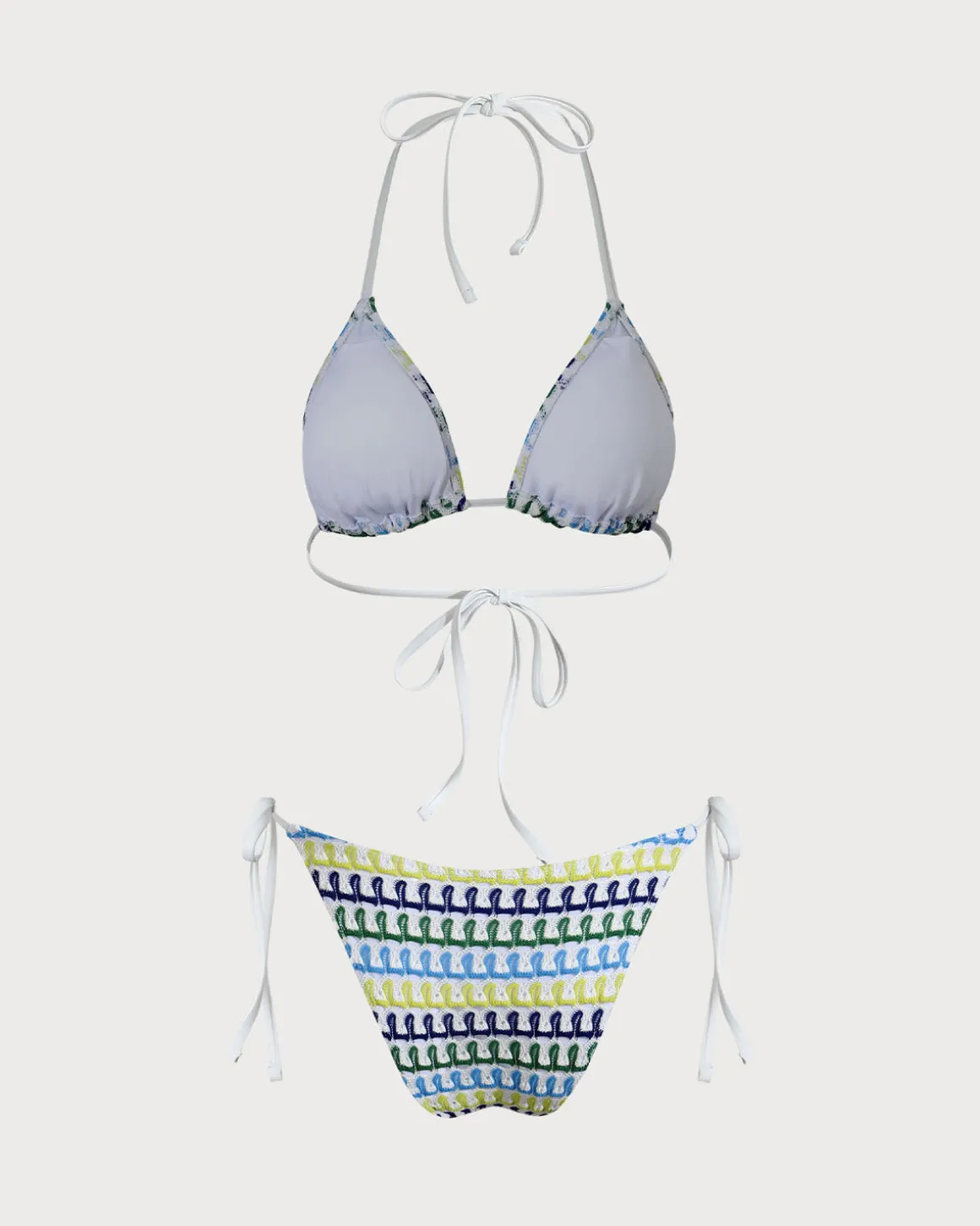 Blue Geometric Crochet Bikini Set
