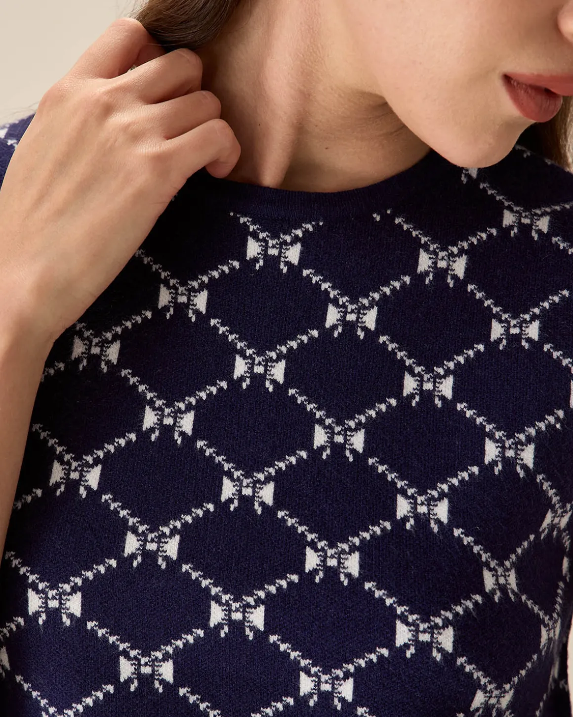 Blue Geometric Knit Tank Top