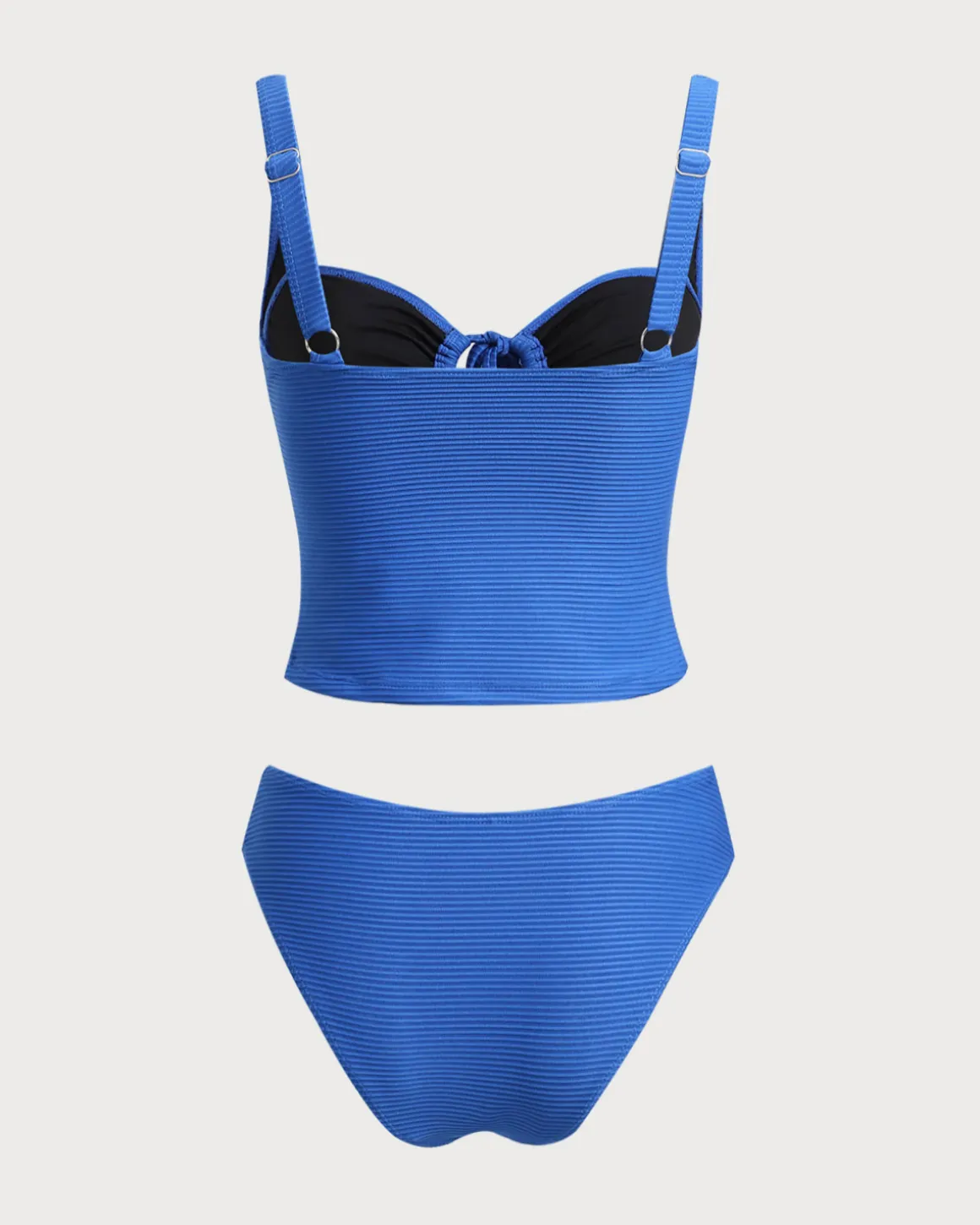 Blue Hollow Tie Rope Tankini Set