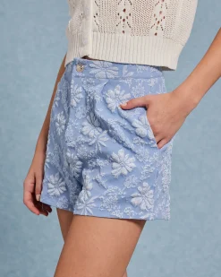 Blue Jacquard Shorts