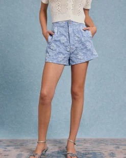 Blue Jacquard Shorts