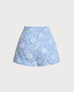 Blue Jacquard Shorts