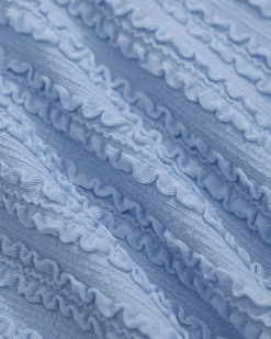 Blue Jacquard Tie-Front Tankini Swimsuit