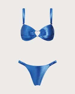 Blue O-Ring Cutout Bralette Bikini Set
